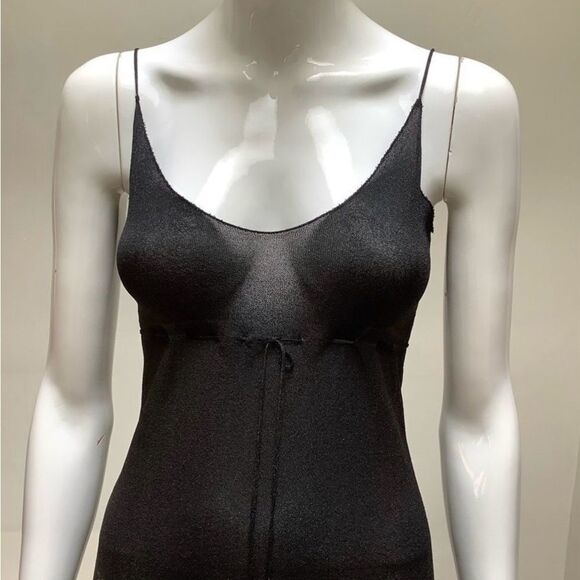 BODYCON SHEER PEACOCK BLUE ITALY SHEER TANK SLIP DRESS MEDIUM - Picture 2 of 9